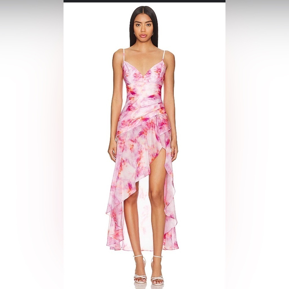 Bardot Women’s Sorella Midi Dress In Pink Tie Dye Size XL